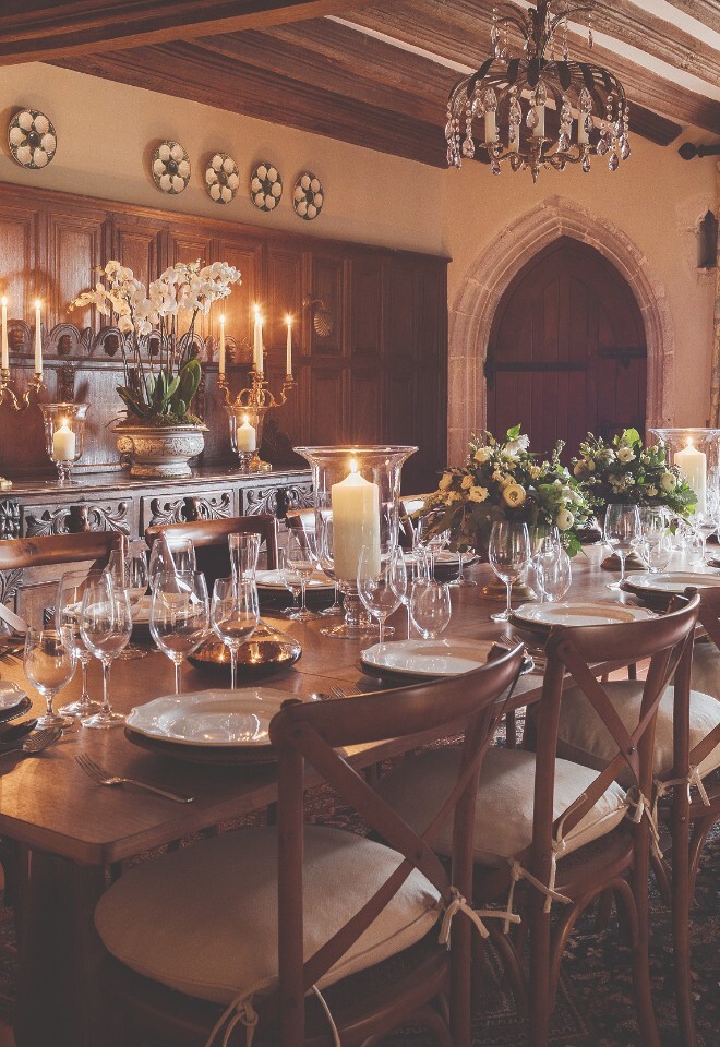 Your wedding dinner in the Battel Hall Dining Room on the Leeds Castle Estate