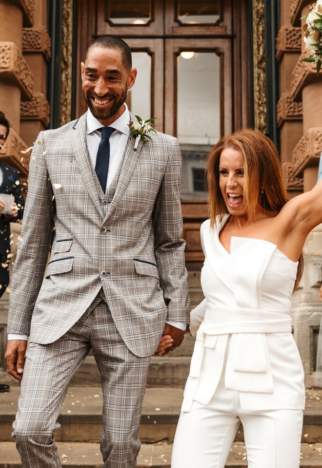 Couple just married outside Ipswich Town Hall wedding venue
