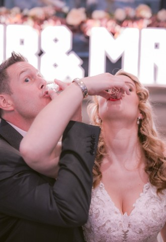 party bride and groom