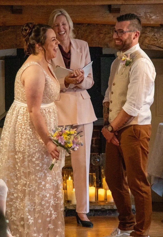 A funny moment during a wedding ceremony with Kelly Hawes Celebrant