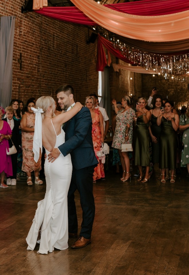 Couple on the dancefloor at Copdock Hall wedding venue in Suffolk