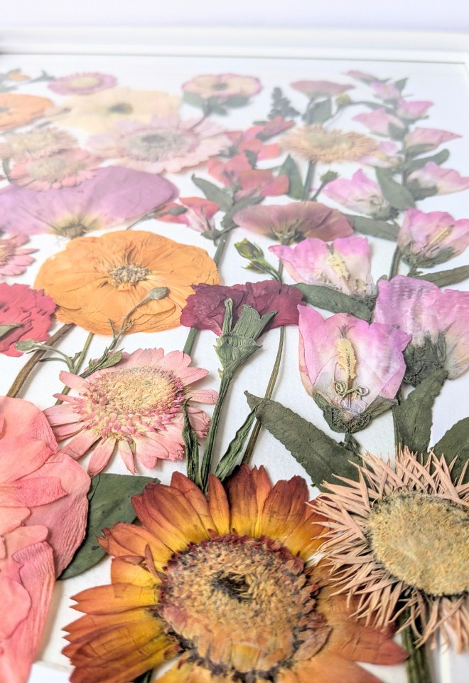 Wedding bouquet preservation art UK wildflower botanical pressed flower art wedding bouquet keepsake