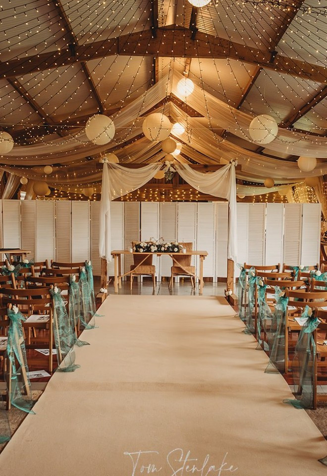 Wedding barn ceremony set up