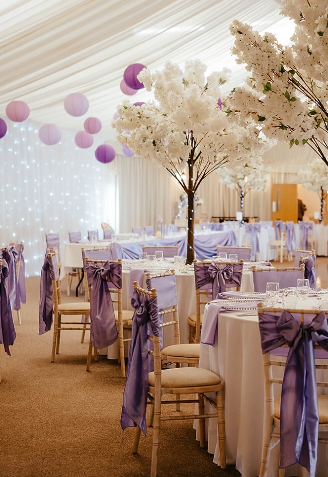 Purple theme at Applewood Hall wedding