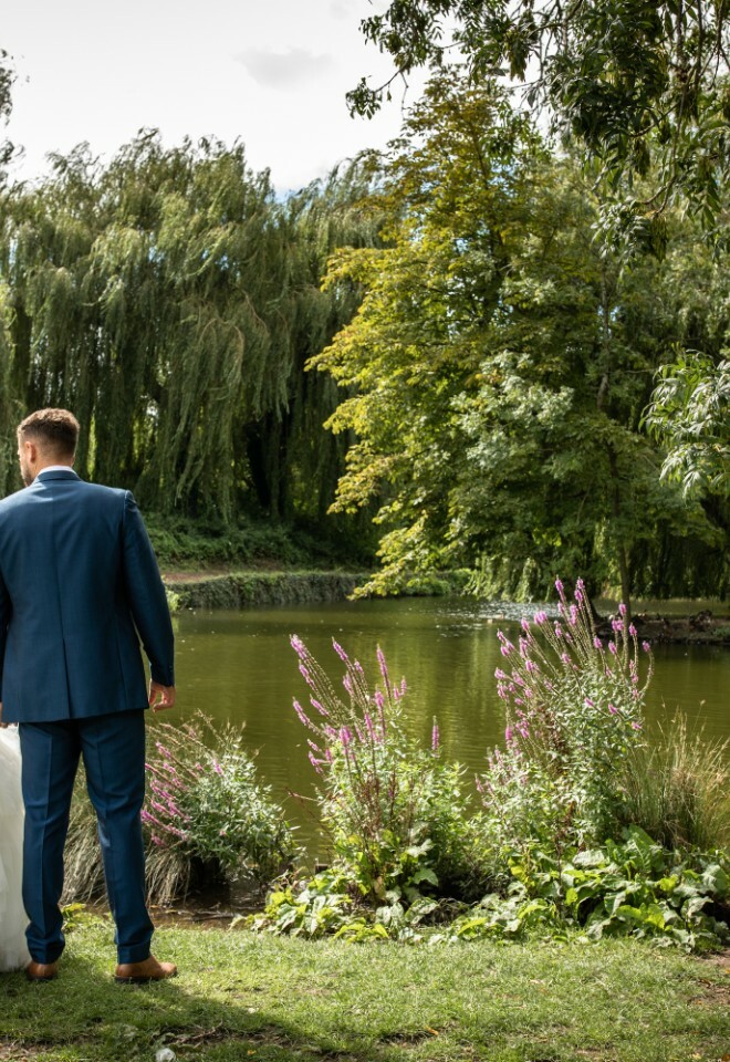 Manor Hotel Solihull Weddings Couple Pond a