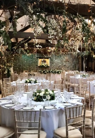 Wedding reception setting at Skitby House Wedding Barn