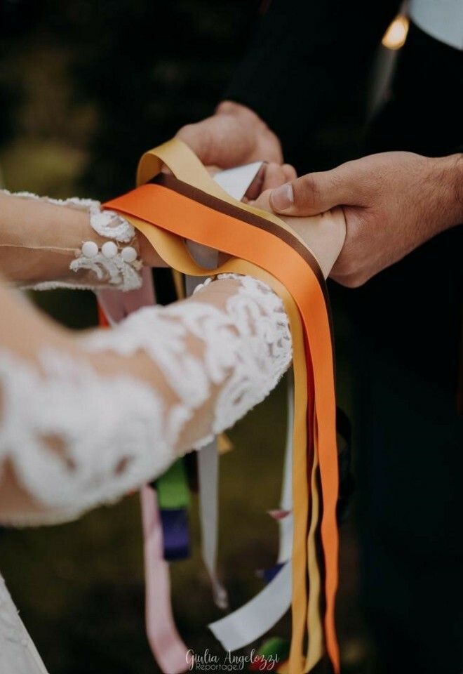 Coloured ribbon handfasting ritual