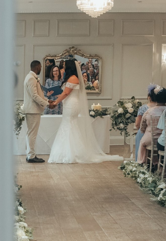white and pink wedding ceremony