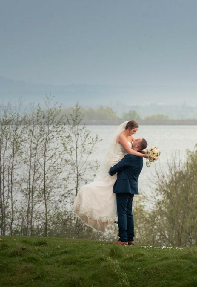 Wedding Photo lakeside at Draycote Hotel