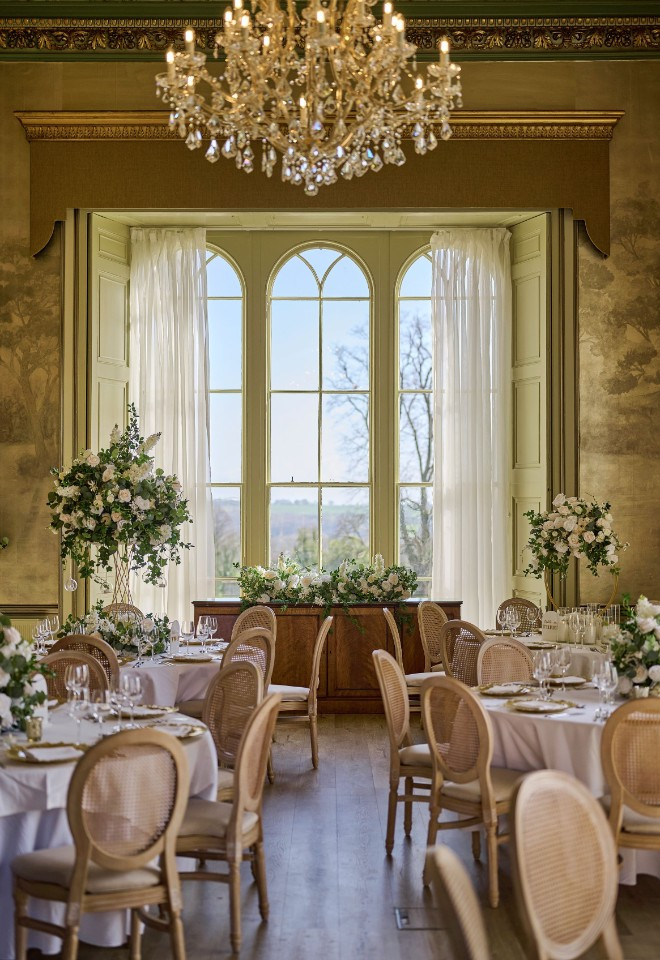 Wedding Breakfast in the Ballroom at Swinton Park Hotel