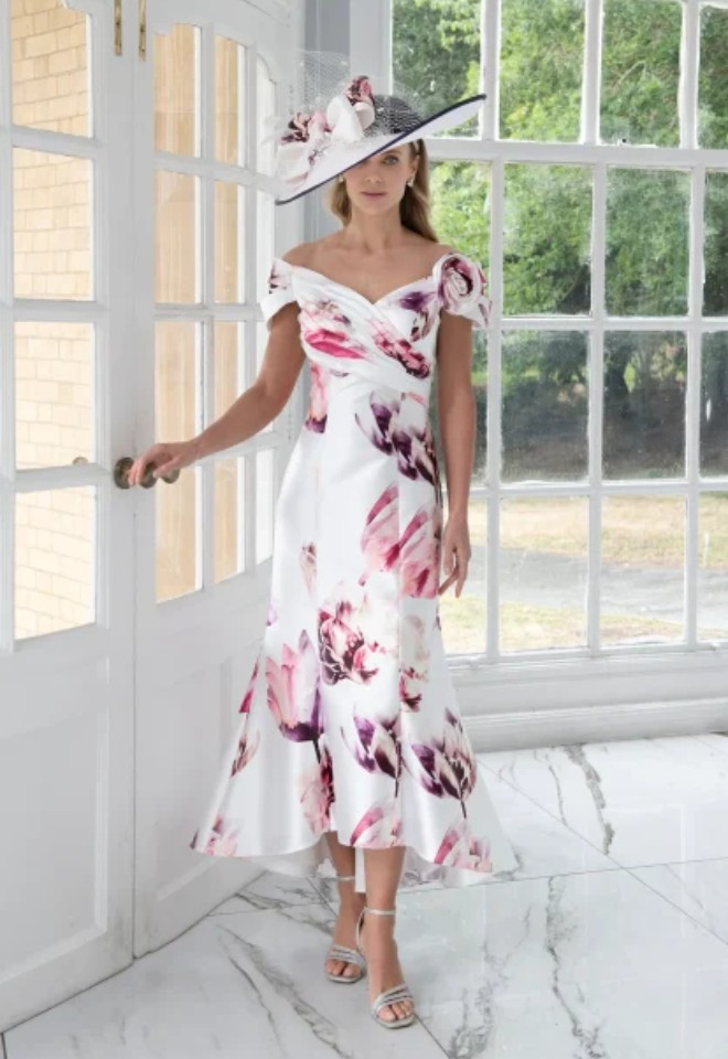  Irresistible Mother of the Bride/Groom fishtail dress in pink print