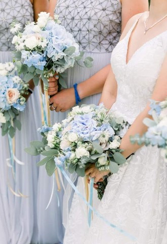 Blue bridal bouquet by Flowers by Marion, Crayford, Kent