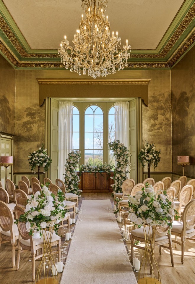 Ballroom set for wedding