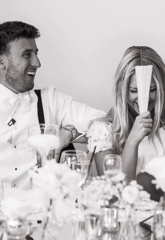 Wedding couple at wedding breakfast
