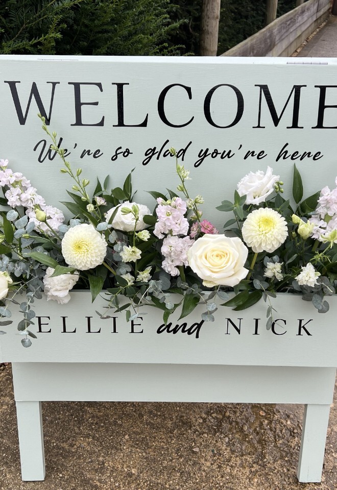Fresh flower Welcome Display Ozlease Barn Cotswold Blooms