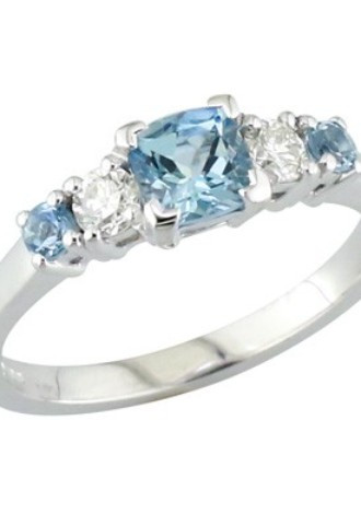 Aquamarine and diamond on a white gold band, Gavin Mack Jewellery
