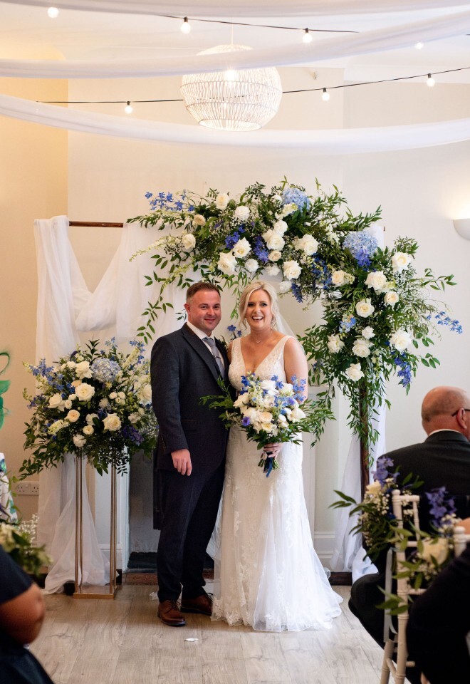 Ceremony Arch with Flowers Blue white