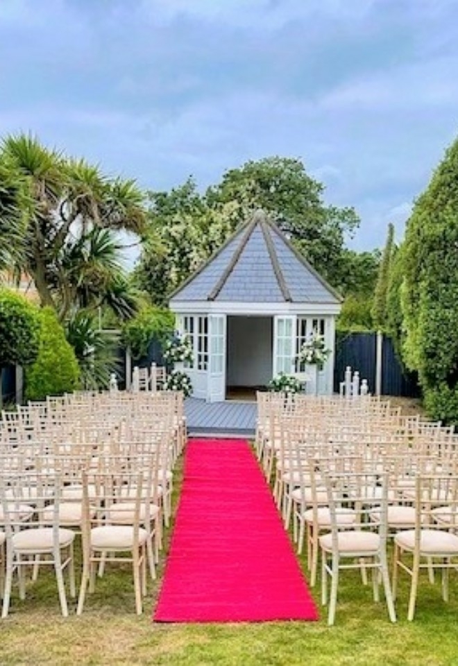 The Secret Garden, a favourite ceremony location for many of our brides. This intimate outdoor haven can seat 60 wedding guests for a private outdoor ceremony a stones throw from Bournemouth Beach. 