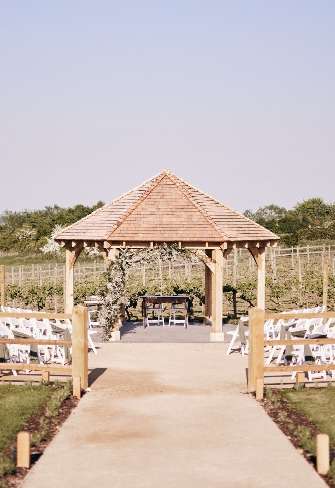 Outdoor wedding ceremony setting