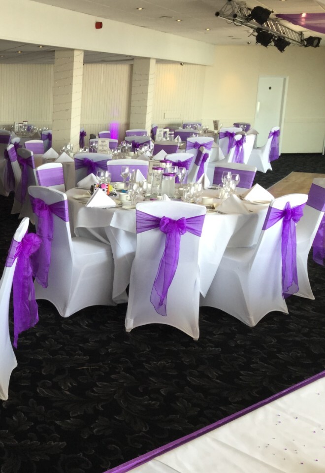 Purple seat sahes  for a wedding