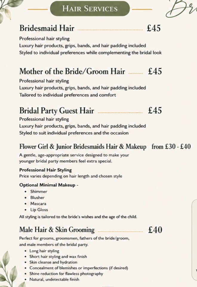 Bridal Party Hair Packages 