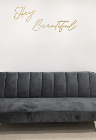 Sitting area in Your Story bridal boutique for brides to try on wedding dresses