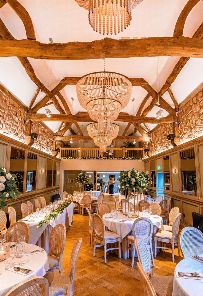interior of the barn at The Manor Greasby wedding venue, Merseyside