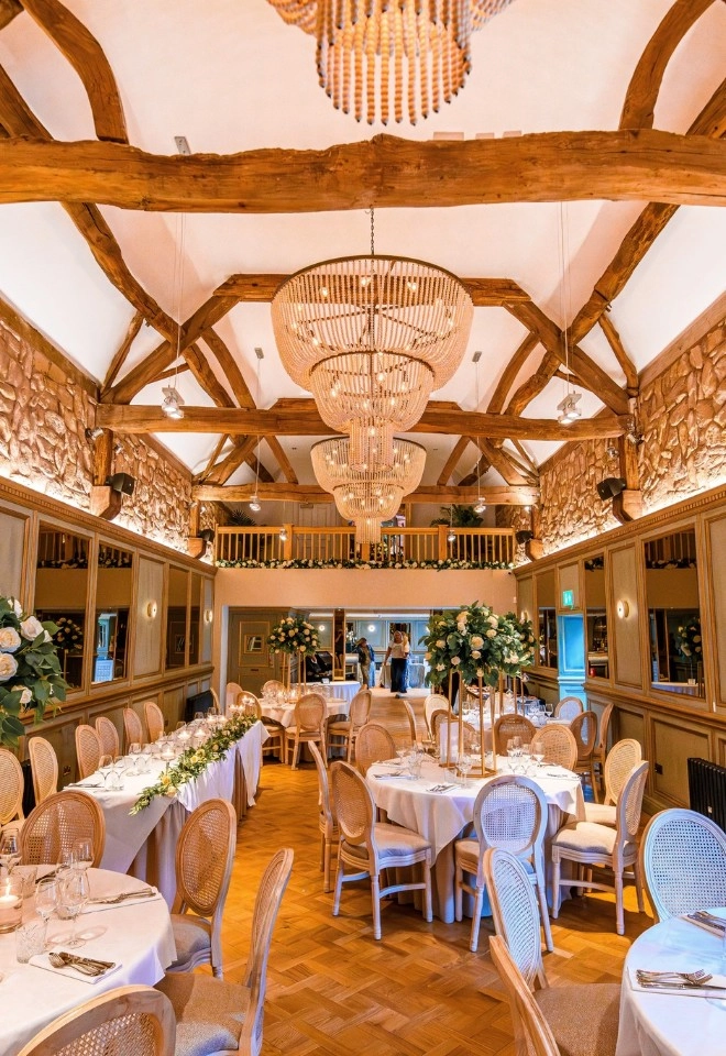interior of the barn at The Manor Greasby wedding venue, Merseyside