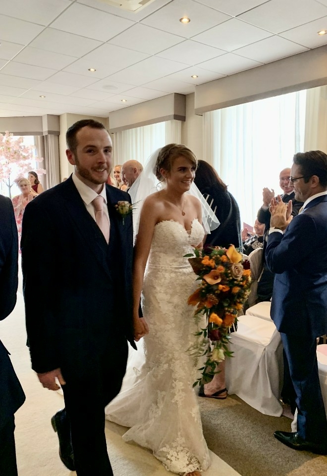 Bride and Groom - Just Married. Shot by Love Stories Live Wedding Content Creator. 