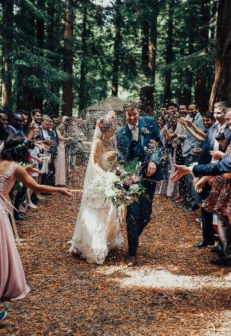 Wedding confetti at Two Woods Estate