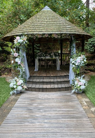 Out door wedding floral aisle decor at Moxhull Hall by make it special events
