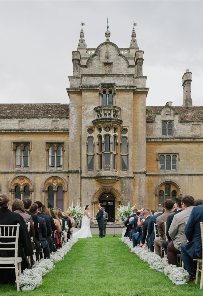 Back lawn wedding ceremony