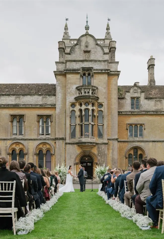 Back lawn wedding ceremony