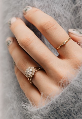 stacked rings engagement and wedding ring from Ethica Diamonds Truro