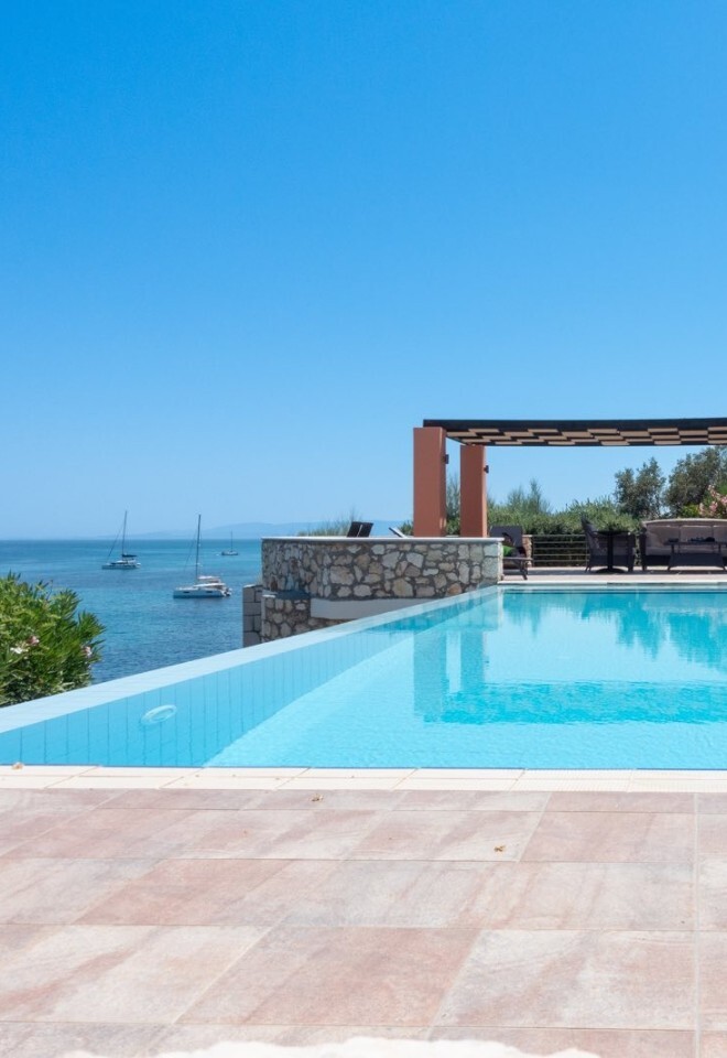 Villa Brio waterfront wedding venue in Kefalonia overlooking the sea
