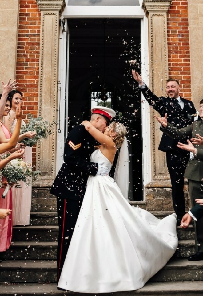 Confetti shot in front of the venue