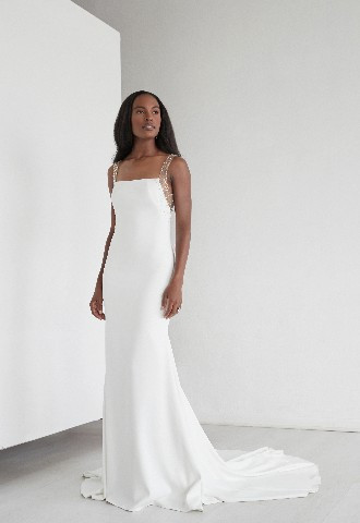 Low back, embellished dress by Watters, Your Story Bridal Marlow