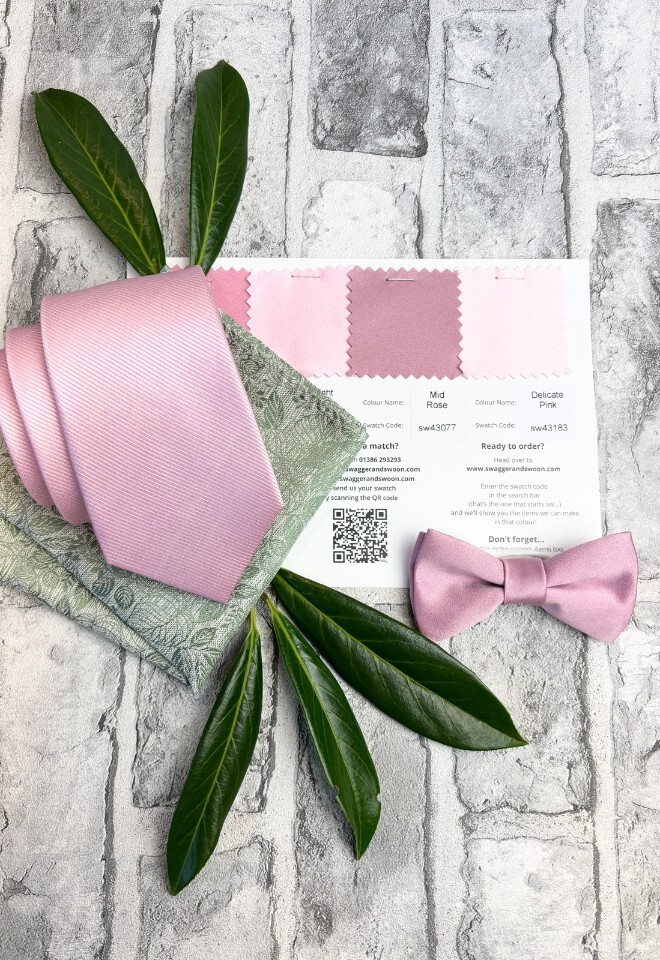 Pink & Sage Wedding Theme | Colour Matching Swatch Packs and Pocket Squares