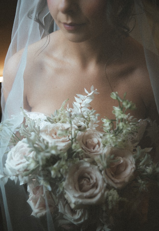 Bridal with Bouquet before ceremony at Little Silver Country House Hotel