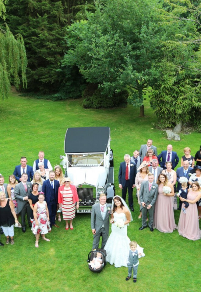Wedding car in garden