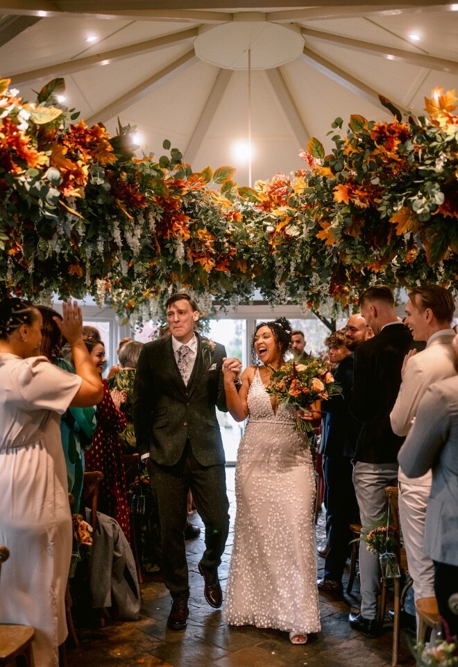 Autumn Decor in the Conservatory - October Wedding Inside at The Old Mill