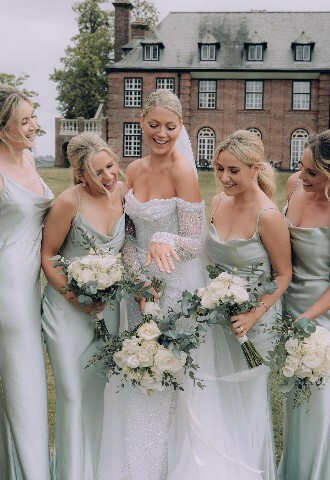 Bride and bridal party bouquets for Sant Ffraed House wedding