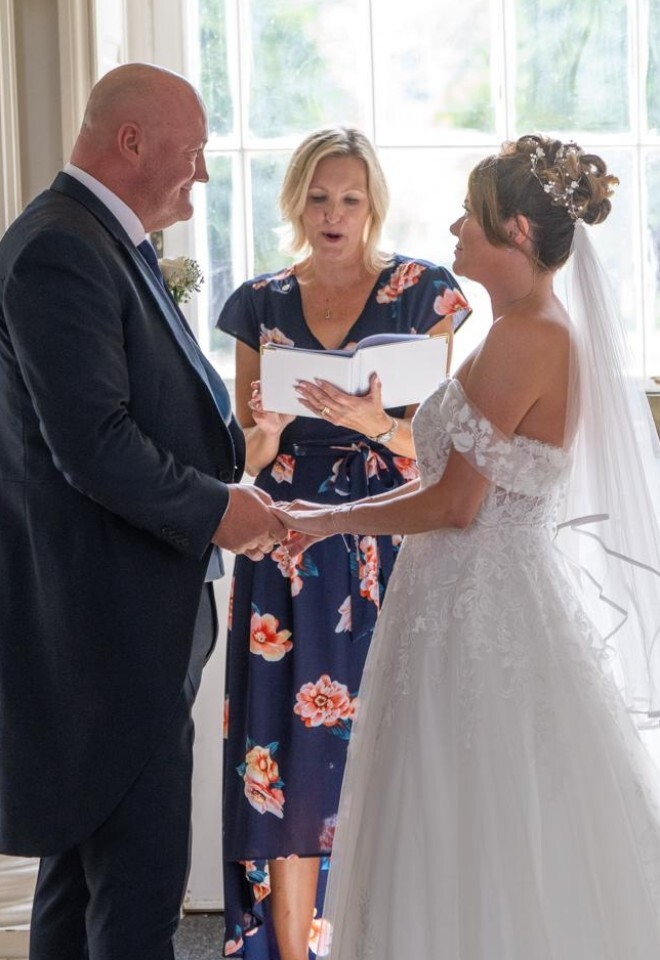 A couple gaze lovingly during their wedding ceremony with Kelly Hawes Celebrant