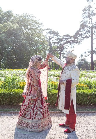Bride and groom at Margam Orangery, South Wales