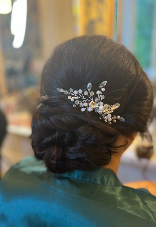 Big textured classy low bun