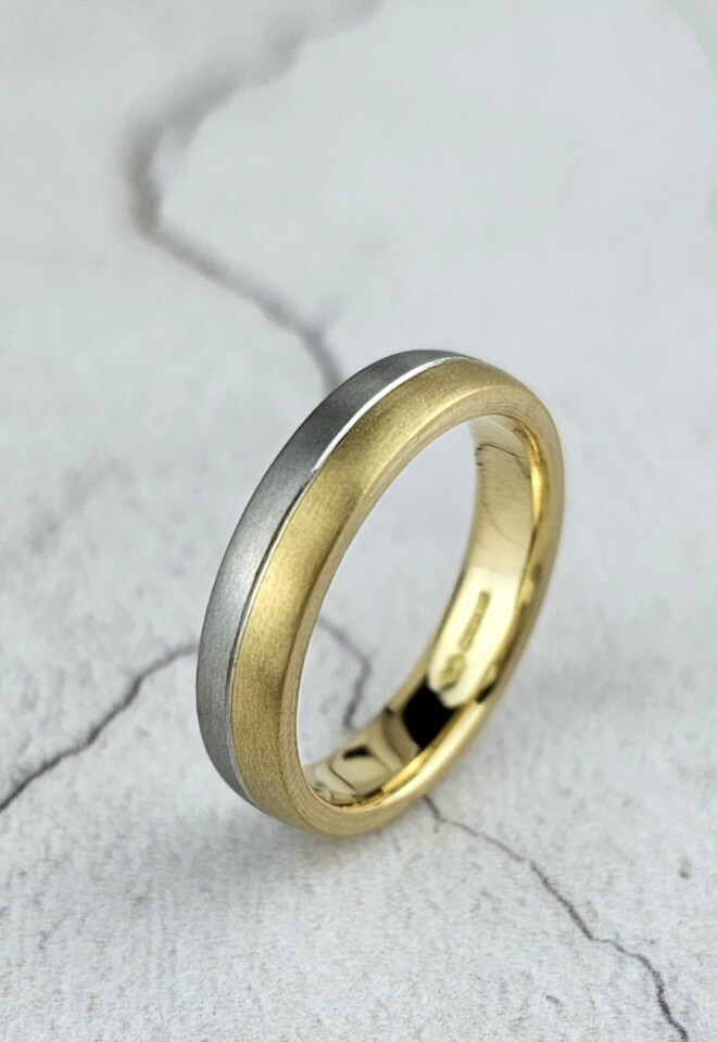 Handmade 18ct yellow and white gold wedding ring