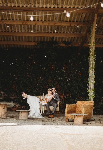 Wedding couple photo outdoors with sunglasses at Copdock Hall