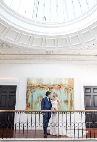 Rise Hall Wedding - Bride & Groom in the Gallery 