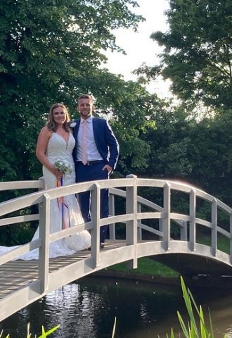Wedding photographs on the bridge at Pontlands Park Essex