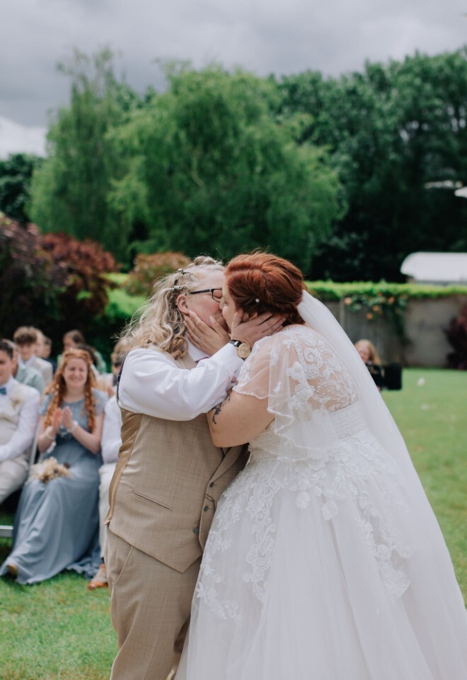 same sex couple Applewood outdoor ceremony
